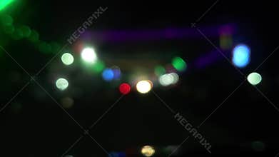 Abstract Bokeh Lights at Night Street, Defocused City Traffic and Colorful Urban Background, Cinematic