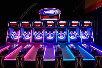 Skee ball Machines with Neon Lights