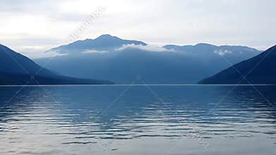 Natural scenery of mountains, rivers and lakes,Generative AI