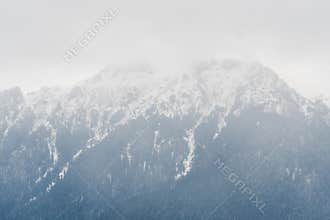Beautiful Misty Bucegi Mountains Panorama in Late Spring