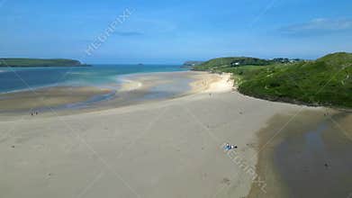 River Camel, Cornwall, England: DRONE VIEWS: The River Camel, beautiful beaches, sand dunes and the river mouth