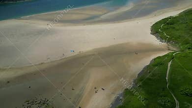 Rock, North Cornwall, England: DRONE VIEWS: Sand dunes and a beautiful beach alongside the River Camel