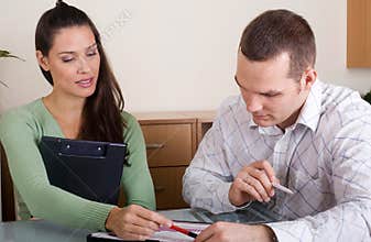 Couple discussing finance