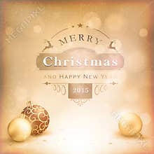 Desaturatet golden Christmas background with baubles