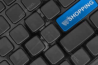 Keyboard close up,top view, shopping online concept word