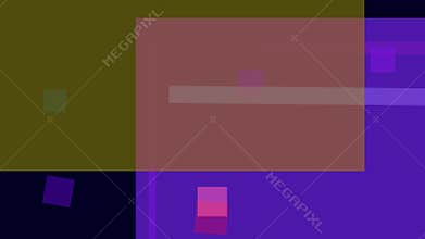 Abstract geometric composition with overlapping rectangles and squares in various colors