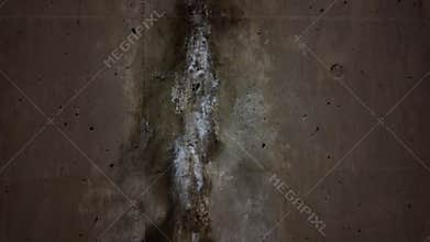 Urban wall with water damage. Concrete surface with moisture and mold streaks