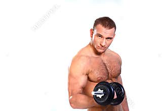 Strong man lifting weights
