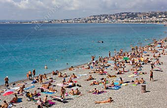 Crowded Beach in Nice