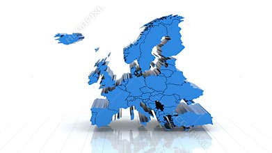 3d animation of Europe map