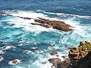 Landscape of the coast over the sea and cliffs of the Basque Country