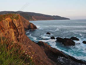 Landscape of the coast over the sea and cliffs of the Basque Country