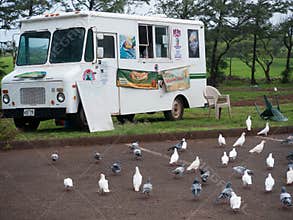 White food truck in Maui Hawaii