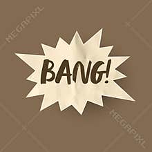 Crumpled paper comic speech bubbles. Hand drawn retro cartoon stickers. Pop art style. Old, vintage dialog boxes with