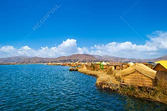 The floating and tourist Islands of lake Titicaca Puno Peru
