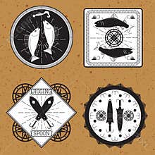 Stickers, labels on the theme of fishing vector