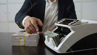 Hand counting dollars close up. Business finance management in office. Banker counting cash closeup. Financial planning. Financial