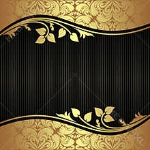 Elegant black Background with floral golden Borders