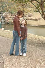 Mother and daughter in park