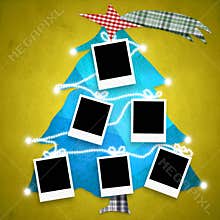 Christmas card with six empty frames