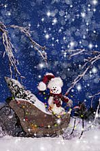Christmas Snowman in Sleigh 2