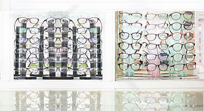 Various of glasses on sale in the shop