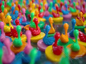 Colorful Floating Rubber ducks toy flowing in water