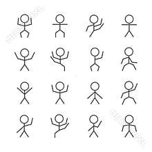 Set of stick figures from thin line, vector illustration.