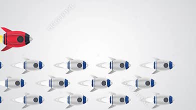 Rocket launch paper art style , start up business concept