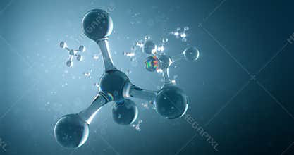 Molecule or atom nano research chemical concept. Loop animation 8k 4k UHD