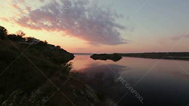 Landscape of a beautiful sunset over river