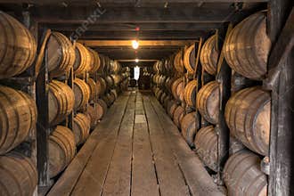 Looking Down Walkway in Bourbon Aging Warehouse