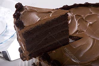 Chocolate Cake being sliced