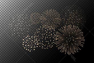 Fireworks on transparent background. Independence day concept. Festive and holidays background