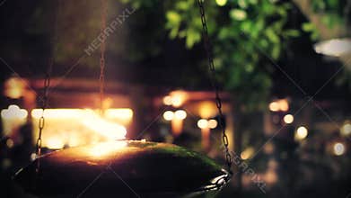 Exotic oil lamp burning in the night