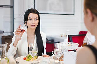Women dining in restaurant