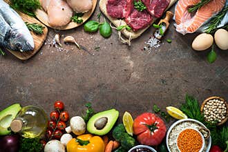 Balanced diet. Organic food for healthy nutrition.
