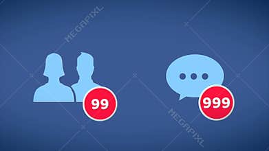 Animation social media human icon hit chat or message icon with a hammer when both notification are full