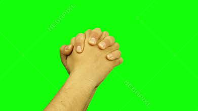 Praying Hands isolated green screen