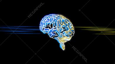 Animation design of human brain receiving input from both logical and creativity imagination knowledge in alpha bg