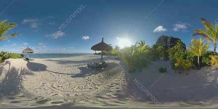 360 VR Ocean beach on the coast of Le Morne Brabant, Mauritius