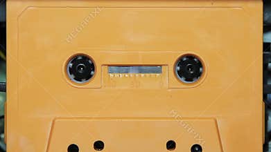 Audio cassette tape with a blank white label