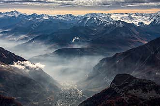 View from Monte Bianco Mont Blanc Valle d`Aosta