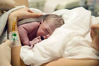 Newborn baby boy after birth