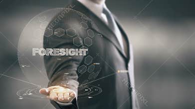 Foresight with hologram businessman concept