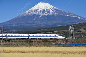 Fuji Mountain and Shinkansen Bullet Train