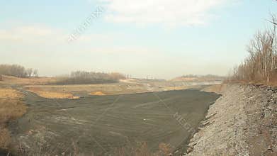 Waste from black coal mining, landfills and dumps, ash wasteland slow burn