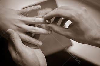 Proposal with engagement ring