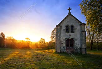 Chapel and sunset
