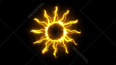 Burning Orange Neon Sun Logo Graphic ElementÃ¬